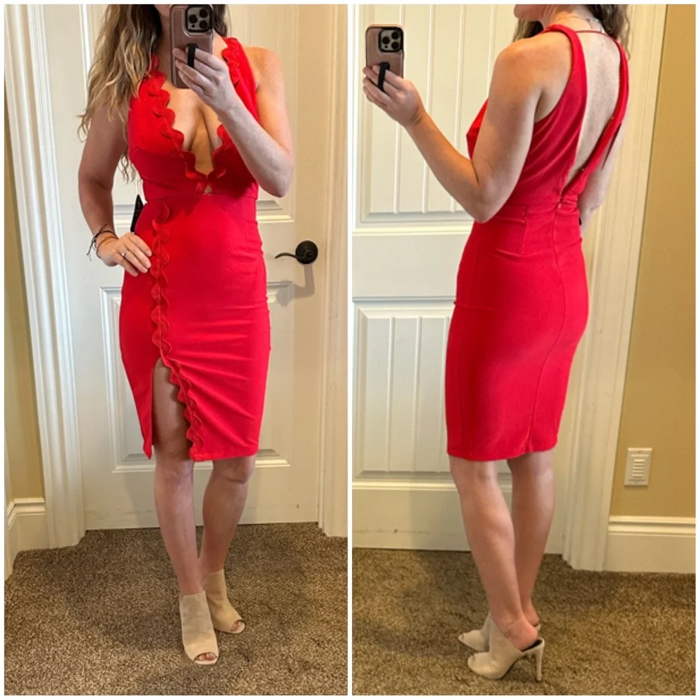 Rare London Black and Red Scalloped Dresses - Picture 2 of 5